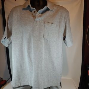 L. L. Bean Mens Cotton Short Sleeve Collared Comfort Gray Polo Shirt Size Medium